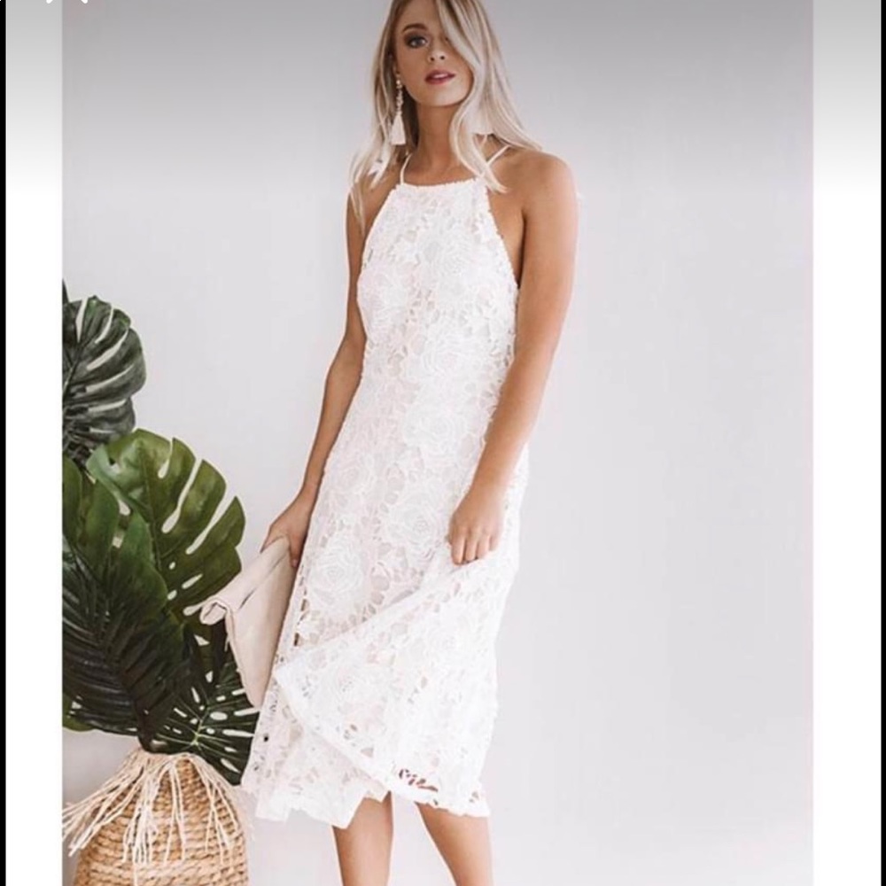 Rose crochet midi dress